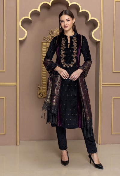 BLACK BANARSI DUPATTA SET